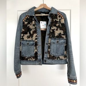 Desigual - EU 38 / US 4 - Women's Denim Jacket with Camo Appliqué and Embroidery